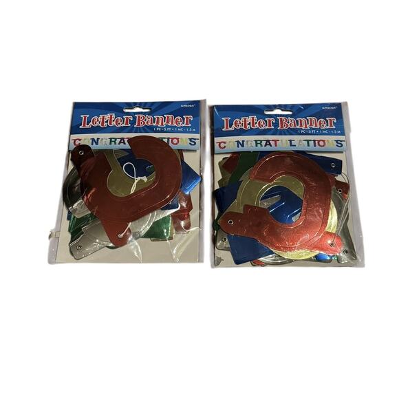 Congratulations Die Cut Letter Banner (2) Party Amscan VTG (?) 5 Feet Long READ - Picture 2 of 4